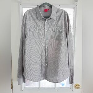 Saks Fifth Avenue Western Striped Gray Men's Shirt XL